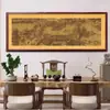 Rompecabezas de 1000 Piezas Escena del Río Qingming 98x34 Marco 98x38 Pintura de los Mil Li de Ríos y Montañas Marco de Madera Maciza de 2000 Piezas para Colgar en la Pared