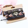 Pulsera de Cuero Genuino Estilo Étnico Retro Artístico Set de Joyería Corazón de Melocotón Unisex Pulsera Tejida con Cuentas DIY