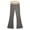 Outono 2024 Calças femininas estilo americano com cordão cintura baixa reta casual cintura baixa com cintura fina e cós com rosca combinando
