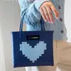 Bolsa de Palha Tecida à Mão Fashion com Grande Capacidade, Bolsa de Palha Tecida Tipo Saco, Bolsa Quadrada de Plástico Tecido em Cores Contrastantes, Bolsa de Ombro Feminina para Férias