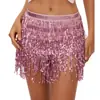 Ropa de Rendimiento de Danza del Vientre Transfronteriza de Halloween Cadena de Cintura de Borlas de Cuatro Capas Sexy Toalla de Cadera Bosimi Toalla de Cintura Vestido de Lentejuelas para Mujeres
