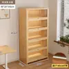 Librero a prueba de polvo de madera maciza integrado en la pared, gabinete de almacenamiento color nogal, gabinete de almacenamiento de pie, librero para el hogar