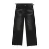 Mtlclothes Roupas Masculinas Estilo Coreano Vibe Calça Reta Estilo Hong Kong Retrô Desgastado Cor de Ferrugem Bainha Desfiada Calça Jeans