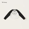 Frete Grátis Roupa Infantil Meninas Estilo Outono Roupa Íntima Tops para Meninas Camiseta Simples com Manga Raglan Camisa Básica Camisa de Manga Longa Infantil