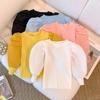 Camisa de base para roupas infantis para meninas, primavera, outono e inverno, nova bolha, camiseta de manga comprida, tesouro feminino, inverno, gola redonda, cor sólida, top para cabelo