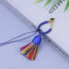 Chaveiro de Nó Diamante com Borla Curta Acessórios de Pingente de Borla Tecida Feito à Mão DIY