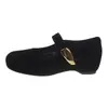 Zapatos Mary Jane para mujer de gamuza estilo francés, zapatos sencillos poco profundos de punta cuadrada vintage para primavera/otoño 2026, zapatos planos de piel suave
