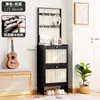 Gabinete de Zapatos Ultradelgado para Entrada, Almacenamiento Integrado y Diseño de Ganchos, Gabinete Vertical con Puertas abatibles, Zapatero de Piso para Pasillo del Hogar, ¡Wow!