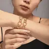 Pulsera Abierta de Empalme con Anillo Roscado Rice Duoduo Acero Inoxidable Chapado en Oro de 18K Estilo Europeo y Americano Simple y de Moda