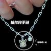 Pulsera con Colgantes de Perro y Gato de Dibujos Animados Lindos para Mujer, Estilo Dulce, Joyería de Mano Creativa para Niñas, Regalo para Novias y Parejas