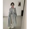 Moda Coreana Británica Elegante Clásica 2025 Otoño e Invierno Chaqueta Cortavientos Larga con Cuello Alto para Mujer
