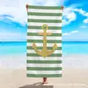 Toalla de Playa de Microfibra con Rayas y Anclas Simple, Toalla de Playa de Secado Rápido y Absorbente de Agua, Toalla de Baño, Toalla de Playa de Envío Transfronterizo