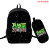 Plantas vs. Mochila con Estampado Digital 3D de Entorno de Juego de Zombis Mochila de Dos Piezas a Todo Color Mochila Escolar para Estudiantes