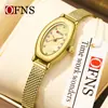 Reloj de Mujer Ofns Más Vendido de Alto Valor, Elegante Reloj de Cuarzo Ovalado Retro para Mujer con Esfera de Nácar, Pequeño Reloj Verde Impermeable