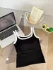 Camisola de Tirantes Rayada en Contraste con Cuello Cuadrado para Mujer Verano Adelgazante Capa Interior Sexy Top de Chica Caliente Ropa Exterior