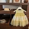 [Chefezinho Doce] Leitoso e Fofo! Vestido de Fada Estilo Férias para Bebês Meninas, Roupa Infantil Coreana, Vestido Princesa de Renda com Babados