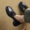 Mocasines Retro Redondos de Suela Gruesa para Mujer 2026 Otoño Nuevo Estilo Tacón Grueso Slip-on Estilo Británico Otoño Zapatos Pequeños de Cuero para Mujer