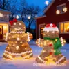 Juego de 2 Luces de Mimbre Decoración de Hombre de Jengibre Preiluminado Pareja de Jengibre 2D Luces LED Familiares Navideñas Luminarias Festivas