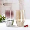 Jarrón de vidrio transparente iridiscente estilo ins nórdico con boca ancha, decoración para sala de estar para arreglos florales, disponible para venta al por mayor