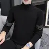 Camiseta Interior Térmica de Manga Larga para Hombre, Color Sólido, Doble Cara de Polar Cepillado, Cuello Medio, Otoño/Invierno 2025