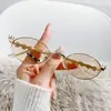 Lujo Ligero Transfronterizo Nuevo Estilo Y2K Medieval Industria Pesada Incrustado de Diamantes Moda Metal Estilo Europeo y Americano Protector Solar Gafas de Sol Anti-luz Azul