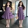 Vestido de Verano para Niñas Sin Mangas 2026 Nuevo Elegante Dulce Conjunto de Verano Malla Princesa Popular Vestido Largo de una Pieza