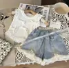 Traje de Verano para Niñas 2025 Nuevo Moda de Verano para Mujer Chaleco Shorts de Mezclilla Conjunto de Dos Piezas Vestido de Verano para Niños