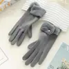 Luvas Quentes para Mulheres no Inverno, Espessadas com Lã, Fofas, à Prova de Vento, Espessadas com Lã, Adequadas para Ciclismo ao Ar Livre, Luvas Quentes com Tela Sensível ao Toque