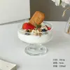 Vaso Alto de Helado Rayado Vertical Estilo Ins, Vaso de Postre de Vidrio, Vaso para Helado y Pudín, Vaso para Postre de Té de la Tarde, Vaso para Yogur