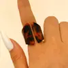 Anillos Geométricos Irregulares Estilo Maillard de Acrílico en Color Café Europeos y Americanos para Mujer, Joyería Transfronteriza Abierta con Estampado de Leopardo