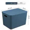Caja de almacenamiento de plástico color Morandi caja de almacenamiento para armario ropa interior pantimedias caja de almacenamiento para snacks juguetes con tapa caja de almacenamiento