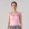 Top Deportivo Transfronterizo de Tirantes con Bloques de Color y Copas Fijas, Ropa de Yoga de Secado Rápido, Ropa Exterior de Fitness con Sensación de Segunda Piel, Camisola para Exteriores