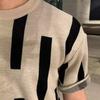 Verano nuevo suéter de manga corta para hombre seda de hielo a rayas delgadas casual negocios marea camiseta comercio exterior transfronterizo al por mayor