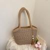 Bolsa de Palha Tecida Feminina Grande Capacidade 2025 Cesta de Legumes de Primavera Bolsa de Ombro Estilo Ocidental Estilo Simples Bolsa Tote para o Dia a Dia