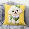 Funda de Almohada de Pascua de Animales Lindos, Funda para Cojín de Sofá con Bordado de Imitación de Conejo, Decoración de Pascua