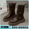 Botas Martin de mujer estilo británico 2026 nuevo otoño-verano vintage color marrón Maillard botas de suela gruesa botas cortas negras