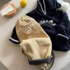 Calças Casuais de Inverno para Meninos e Meninas Bebê Estilosas Infantis Tendência Coreana Desenho Animado Bolso Forro Espesso de Lã Calças Longas