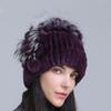 Gorro de Lana Grueso de Invierno Nuevo para Mujer Estilo Europeo y Americano, Gorro de Piel de Conejo Rex, Gorro de Punto con Cinturón Lateral y Flor