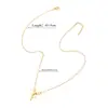 Colar Feminino Casual e Elegante de Aço Inoxidável com Letra Inicial A-Z Colar Fino com Contas Corrente Fina Dourada Banhado a Ouro