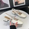 Sandálias Femininas Rasas da Moda 2026 Verão Novo Versátil Salto Bloco Solado Grosso Tira no Tornozelo Estiloso para o Dia a Dia Sapatos Mary Jane