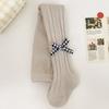 23 Otoño Nuevo Raya Vertical Punto de Arroz Cuadros Lazo Bordado Medias para Niños Ropa Exterior para Niñas Calcetines Inferiores
