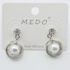 Aretes Dulces Casuales y Versátiles Aguja de Plata S925 Aretes Geométricos Redondos de Cruz Estilo Nido de Pájaro Aretes de Perlas Rojas y Blancas