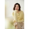 Outono e Inverno Gola Redonda Pequena Estilo Coreano Simples Cor Clara Feminino Caxemira Botão Diagonal Peça Externa Solta Casual para o Trabalho Cardigan de Tricô
