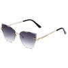 2021 nuevas gafas de sol de color claro transfronterizas personalidad moda tendencia gafas de sol metal sin montura gafas de fiesta venta al por mayor de fábrica