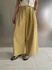 Pantalones Casuales Adelgazantes Versátiles de Cintura Elástica Ajustados Simples Estilo Coreano Primavera y Verano Amarillo Dopamina Holgados de Pierna Ancha Transfronterizos