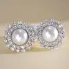 Pendientes Cruzados Europeos y Americanos de Zirconia y Perla Redonda, Pendientes Exquisitos y Únicos de Alta Resistencia, Pendientes de Lujo Ligero y Gama Alta para Mujer