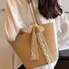 Bolso Tejido Paja Mujer Gran Capacidad 2025 Nueva Moda Verano Versátil Un Hombro Bolso de Playa Marítimo Bolso Tote