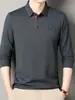Camisa polo para hombre sin costuras transfronteriza 2025 primavera y otoño nueva para mediana edad casual de negocios con cuello de solapa manga larga camiseta al por mayor