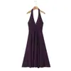 Diseño de Moda Otoño 2025 para Mujer: Vestido Francés Único, Versátil, Ajustado, Elegante con Cuello Halter