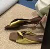 Primer Encuentro Temporada Terciopelo Plisado de Una Tira Punta Cuadrada Sandalias de Cuña Deslizantes para Mujer Estilo Francés de Lujo Ligero Retro Zapatillas de Exterior con Temperamento